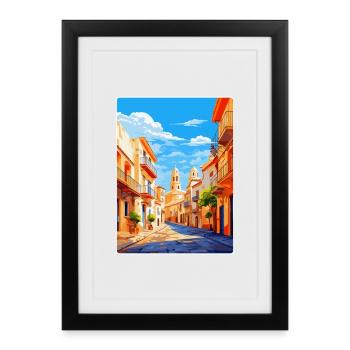 Alicante Espagne Affiche de voyage vintage Souvenir WPA - Affiche encadrée (27 × 37 cm) - noir - Devant
