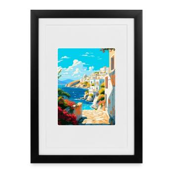 Milos Grèce Vintage Affiche de voyage WPA Souvenir - Affiche encadrée (27 × 37 cm) - noir - Devant