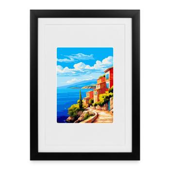 Corfu Greece Vintage Travel Poster WPA Souvenir - Framed poster (27 × 37 cm) - black - Front
