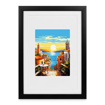 Malaga Espagne Affiche de voyage vintage WPA Souvenir - Affiche encadrée (27 × 37 cm) - noir - Devant