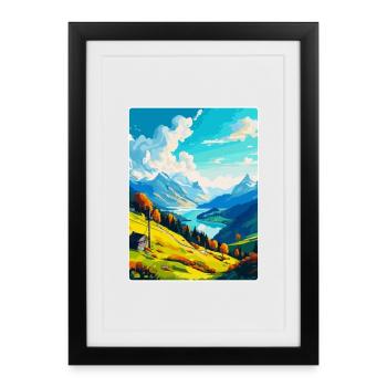 Stanserhorn Suisse Affiche de voyage vintage WPA - Affiche encadrée (27 × 37 cm) - noir - Devant
