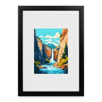 Affiche de voyage vintage des chutes de Foroglio en Suisse - Affiche encadrée (27 × 37 cm) - noir - Devant