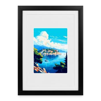 Vis Island Croatia Vintage Travel Poster Souvenir - Framed poster (27 × 37 cm) - black - Front