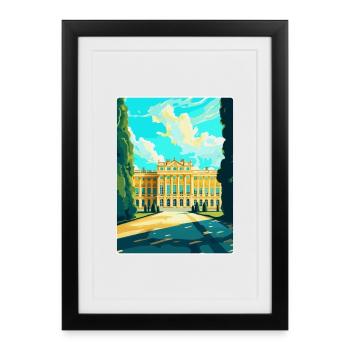 Schonbrunn Palace Austria Vintage Travel Poster - Framed poster (27 × 37 cm) - black - Front