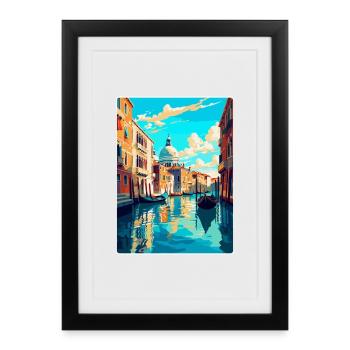 Venise Italie Affiche de voyage vintage WPA Souvenir - Affiche encadrée (27 × 37 cm) - noir - Devant