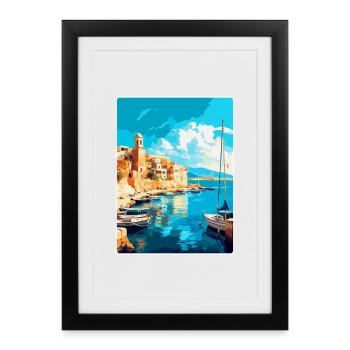 Héraklion Grèce Affiche de voyage vintage souvenir - Affiche encadrée (27 × 37 cm) - noir - Devant