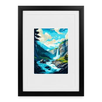 Affiche de voyage vintage des chutes d’Engstligen en Suisse - Affiche encadrée (27 × 37 cm) - noir - Devant