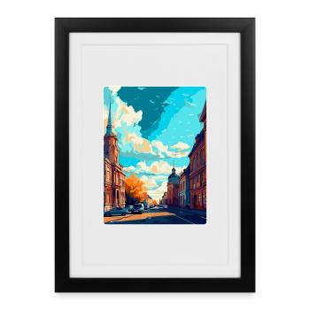 Lodz Pologne Affiche de voyage vintage WPA Art Souvenir - Affiche encadrée (27 × 37 cm) - noir - Devant