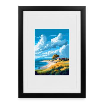 Gotland Suède Affiche de voyage vintage Souvenir WPA - Affiche encadrée (27 × 37 cm) - noir - Devant