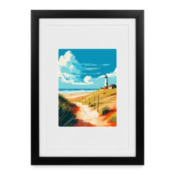 Insel Sylt Deutschland Vintage Reiseplakat Souvenir - Gerahmtes Poster (27 × 37 cm) - Schwarz - Vorne