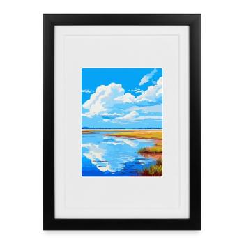 Basse-Saxe Wadden Allemagne Affiche de voyage vintage - Affiche encadrée (27 × 37 cm) - noir - Devant