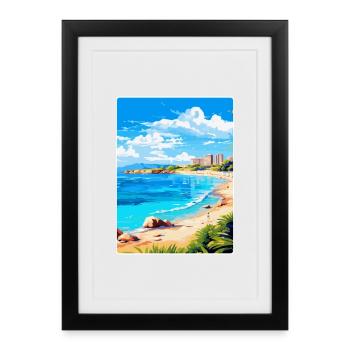 Cala Milor Espagne Affiche de voyage vintage souvenir - Affiche encadrée (27 × 37 cm) - noir - Devant