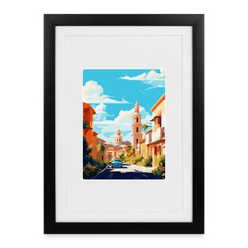 Cordoue Espagne Affiche de voyage vintage WPA Souvenir - Affiche encadrée (27 × 37 cm) - noir - Devant