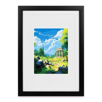 Affiche de voyage vintage de la Grèce antique Olympi WPA - Affiche encadrée (27 × 37 cm) - noir - Devant