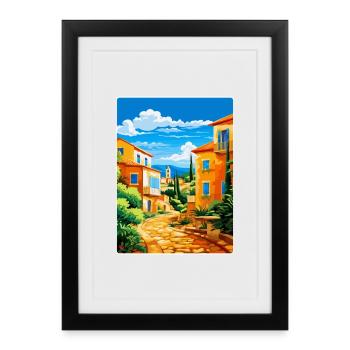 Vila Vicosa Portugal Affiche de voyage vintage WPA Art - Affiche encadrée (27 × 37 cm) - noir - Devant