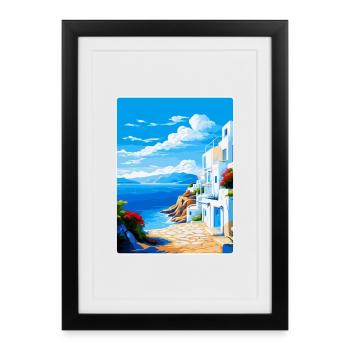 Milos Grèce Vintage Affiche de voyage WPA Souvenir - Affiche encadrée (27 × 37 cm) - noir - Devant