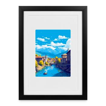 Sarajevo Bosnie-Herzégovine Affiche de voyage vintage - Affiche encadrée (27 × 37 cm) - noir - Devant