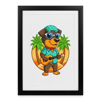 Drôle de Rottweiler Chien Lunettes de soleil de plage d’été - Affiche encadrée (27 × 37 cm) - noir - Devant