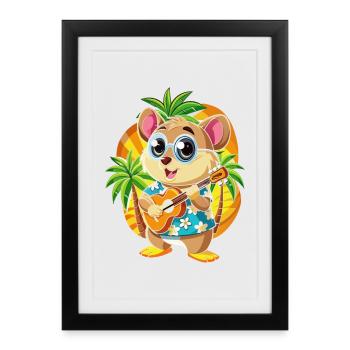 Lunettes de soleil de plage d’été de dessin animé de hamster drôle - Affiche encadrée (27 × 37 cm) - noir - Devant