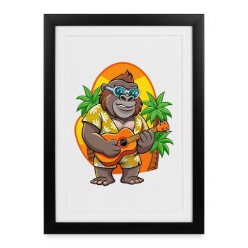 Funny Gorilla Cartoon Summer Beach Sunglasses - Framed poster (27 × 37 cm) - black - Front