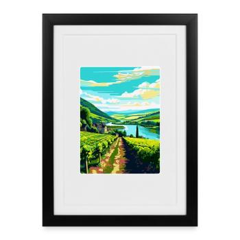 Affiche de voyage vintage de la vallée de la Moselle en Allemagne WPA - Affiche encadrée (27 × 37 cm) - noir - Devant