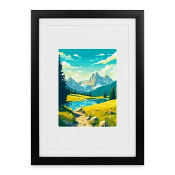 Parc national de Durmitor Monténégro Affiche de voyage - Affiche encadrée (27 × 37 cm) - noir - Devant