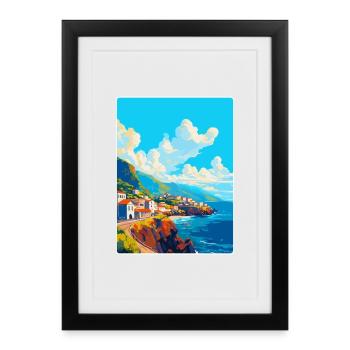 Madère Portugal Affiche de voyage vintage souvenir - Affiche encadrée (27 × 37 cm) - noir - Devant