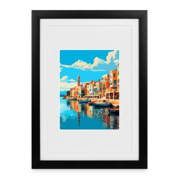 Rethymno Greece Vintage Travel Poster Souvenir WPA - Framed poster (27 × 37 cm) - black - Front