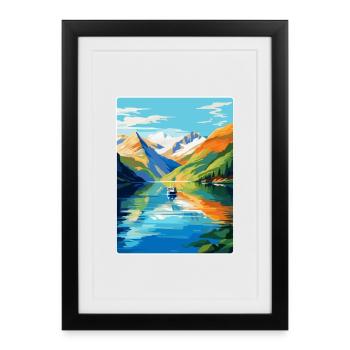 The Fjords Norway Vintage Travel Poster Souvenir - Framed poster (27 × 37 cm) - black - Front