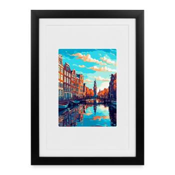 Amsterdam Netherlands Vintage Travel Poster WPA - Framed poster (27 × 37 cm) - black - Front