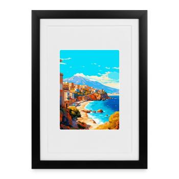 Crète Grèce Affiche de voyage vintage WPA Souvenir - Affiche encadrée (27 × 37 cm) - noir - Devant