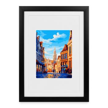 Brussels Belgium Vintage Travel Poster Souvenir - Framed poster (27 × 37 cm) - black - Front