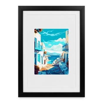 Mykonos Greece Vintage Travel Poster Souvenir WPA - Framed poster (27 × 37 cm) - black - Front