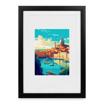 Marseille France Vintage Poster De Voyage Souvenir - Affiche encadrée (27 × 37 cm) - noir - Devant