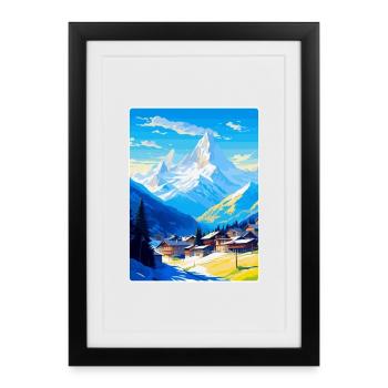Chamonix France Affiche de voyage vintage Souvenir WPA - Affiche encadrée (27 × 37 cm) - noir - Devant