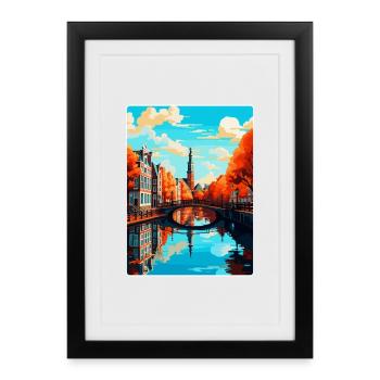 Amsterdam Netherlands Vintage Travel Poster WPA - Framed poster (27 × 37 cm) - black - Front