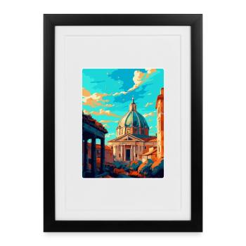 Rome Italy Vintage Travel Poster Souvenir Postcard - Framed poster (27 × 37 cm) - black - Front