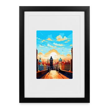Prague Czech Republic Vintage Travel Poster WPA - Framed poster (27 × 37 cm) - black - Front