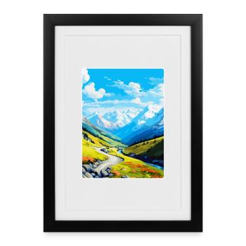 Stilfser Joch Italien Vintage Reiseposter WPA Souvenir - Gerahmtes Poster (27 × 37 cm) - Schwarz - Vorne
