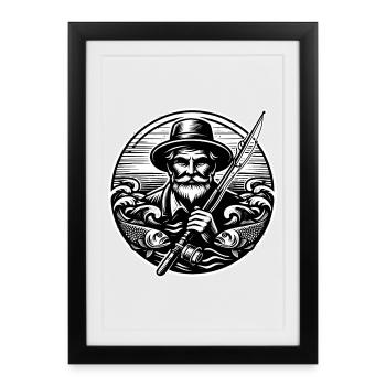 Angler Logo - Framed poster (27 × 37 cm) - black - Front