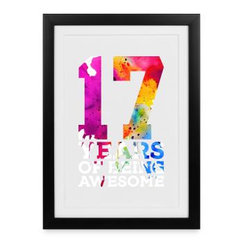 17 ANS D’ÊTRE GÉNIAL 17E ANNIVERSAIRE - Affiche encadrée (27 × 37 cm) - noir - Devant