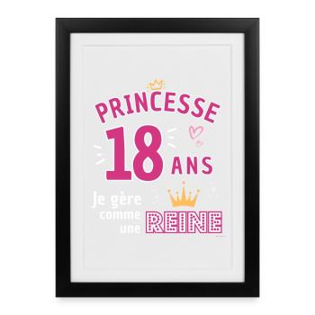 Princesse 18 Ans Reine d'Ado - Affiche encadrée (27 × 37 cm) - noir - Devant