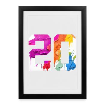 NUMÉRO COLORÉ 20 COLORÉ 20E ANNIVERSAIRE - Affiche encadrée (27 × 37 cm) - noir - Devant