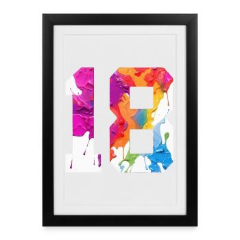 COLORED NUMBER 18 COLORFUL 18TH BIRTHDAY - Framed poster (27 × 37 cm) - black - Front