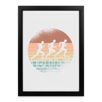 Trio rétro Sunset Runner - Affiche encadrée (27 × 37 cm) - noir - Devant