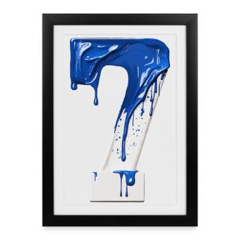 NR. 7 NUMMER 7 BLAU WEIß 7. GEBURTSTAG - Gerahmtes Poster (27 × 37 cm) - Schwarz - Vorne