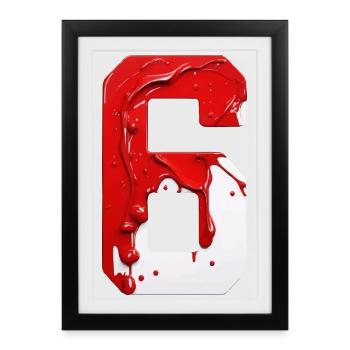 NO. 6 NUMBER 6 RED WHITE 6TH BIRTHDAY - Framed poster (27 × 37 cm) - black - Front