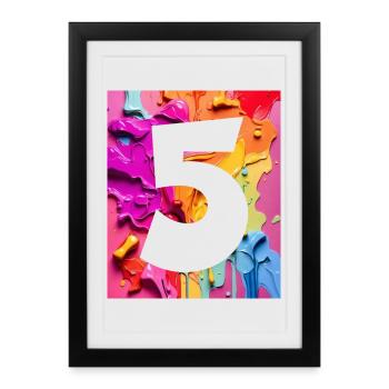 NON. 5 NUMÉRO 5 COLORÉ 5E ANNIVERSAIRE - Affiche encadrée (27 × 37 cm) - noir - Devant