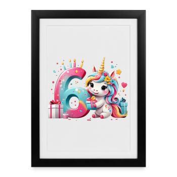 NUMBER 6 YEARS UNICORN 6TH BIRTHDAY - Framed poster (27 × 37 cm) - black - Front