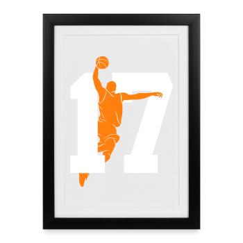 NUMÉRO 17 : 17E ANNIVERSAIRE DE BASKET-BALL - Affiche encadrée (27 × 37 cm) - noir - Devant
